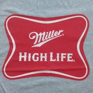 Miller High Life Tee Small Gildan Old School Beer Logo Gray Cotton T-shirt